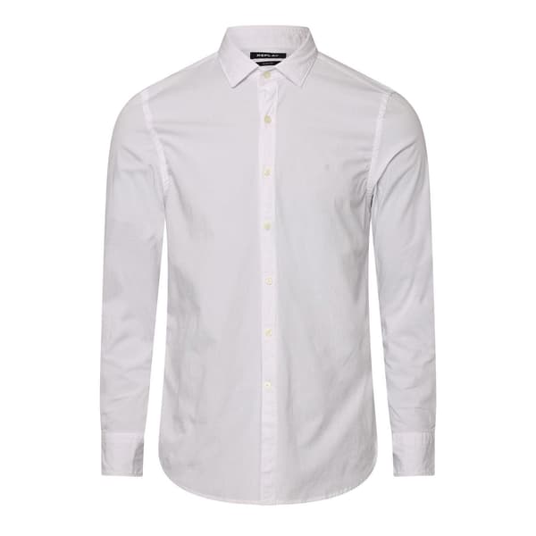Replay Herr Slim Långärmad Skjorta med Knappar S Vit White S