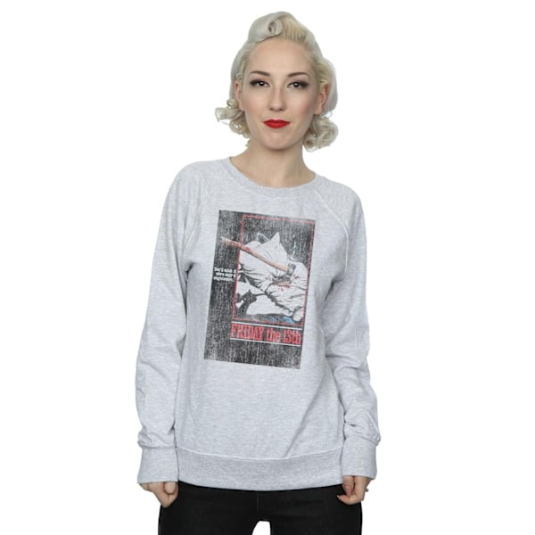 Fredag den 13:e Dam/Dam Distressed Axe Poster Sweatshirt XXL Heather Grey XXL