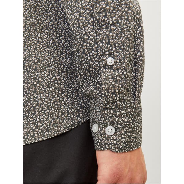 Jack And Jones Herr Skjorta med Bladmönster Slim Långärmad M Peat Peat M