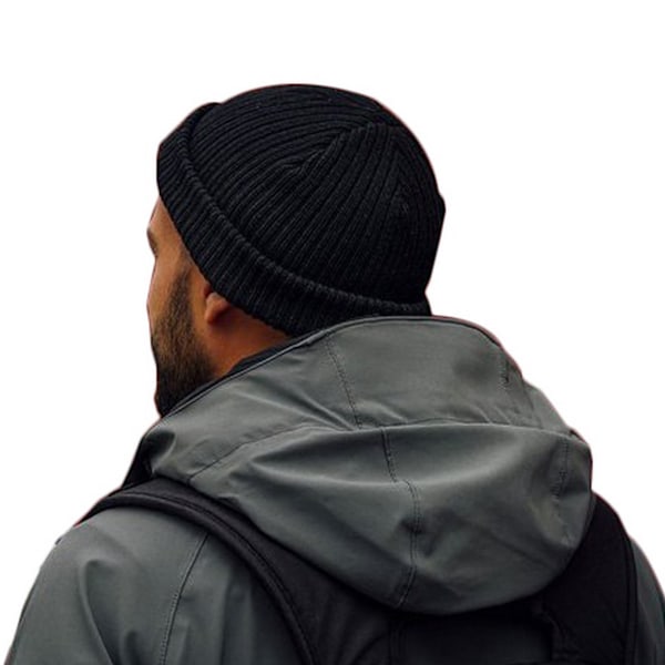 Atlantis Unisex Docker Short Beanie Med Uppvik En Storlek Svart Black One Size