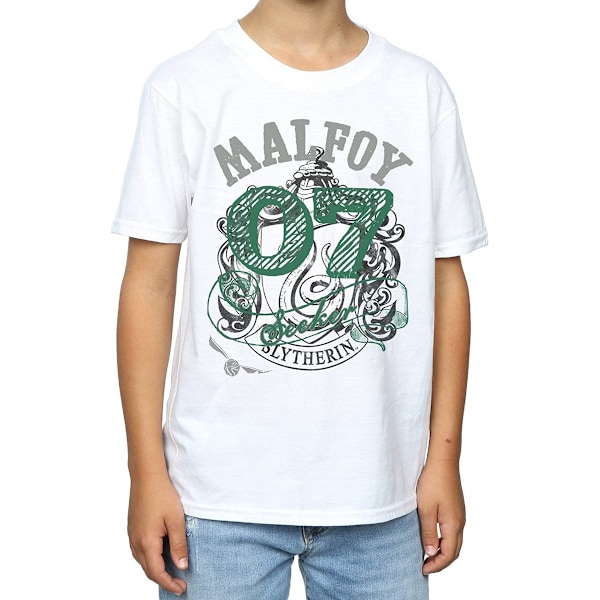 Harry Potter Boys Seeker Draco Malfoy Bomull T-shirt 12-13 År White 12-13 Years