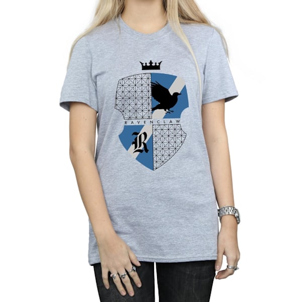 Harry Potter Dam/Kvinnor Ravenclaw Sköld Bomull Boyfriend T- Sports Grey XL