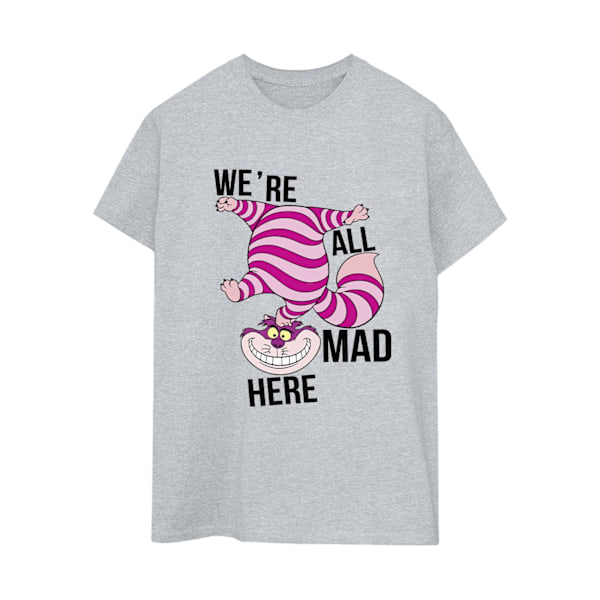 Disney Dam/Damer Alice In Wonderland All Mad Here Bomull Boyfriend T-Shirt L Sports Grey Sports Grey L