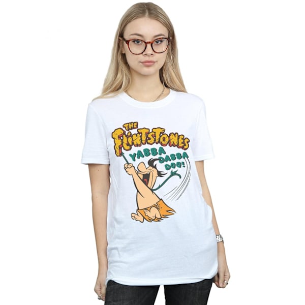 The Flintstones Dam/Damer Fred Yabba Dabba Doo Bomull Boyfriend T-Shirt White 4XL