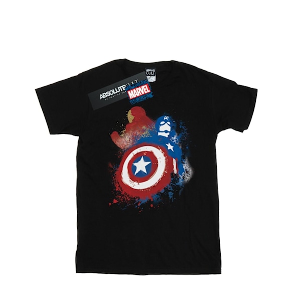 Marvel Herr Captain America Civil War Målad Vs Iron Man T-shirt Black XXL