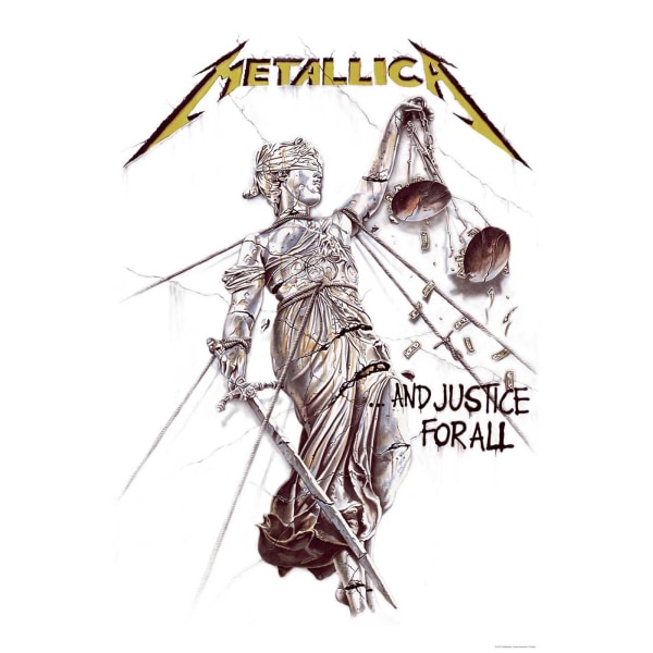Metallica And Justice For All Textil Affisch 106cm x 70cm Vit White/Grey 106cm x 70cm