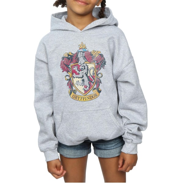 Harry Potter Flickor Gryffindor Distressed Crest Hoodie 3-4 År Sports Grey 3-4 Years