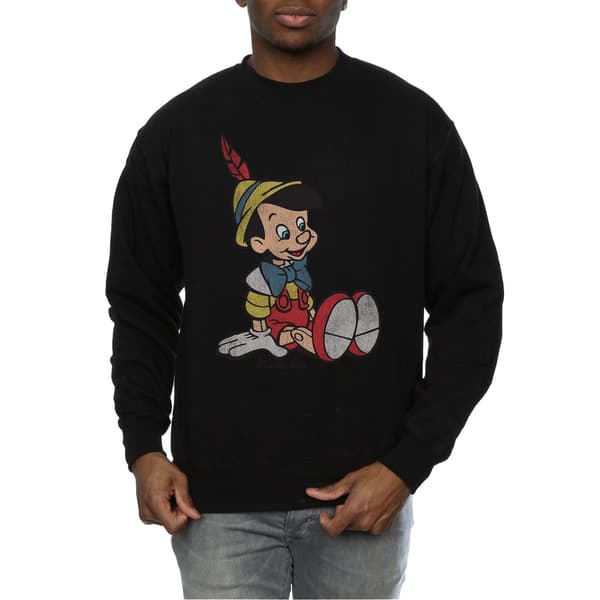 Pinocchio Herr Klassisk Bomullströja L Svart Black L