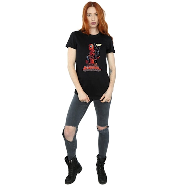 Deadpool Damtröja för kvinnor/damer Hey You i bomull, pojkvänmodell, storlek L, svart Black L