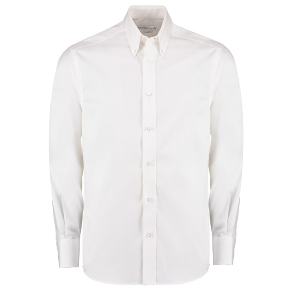 Kustom Kit Herr Oxford Skräddarsydd Långärmad Skjorta 15.5in Vit White 15.5in