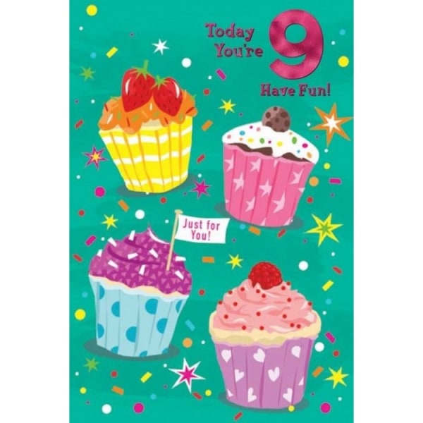 Simon Elvin Cupcake 9-års hälsningskort (paket med 6) Ett Multicoloured One Size