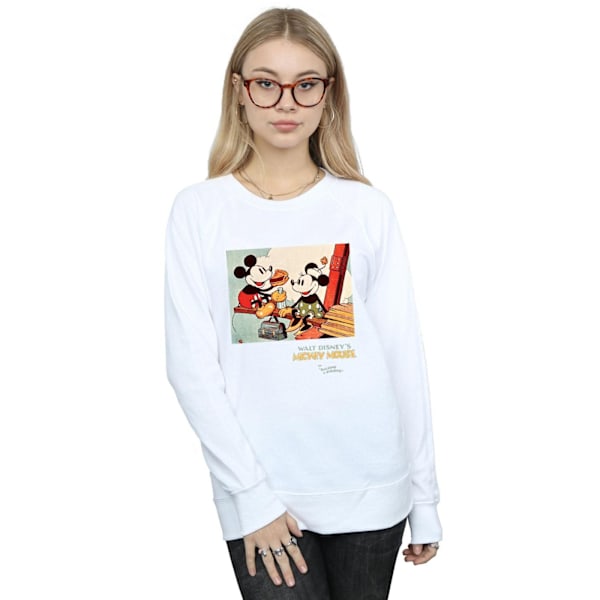 Disney Dam/Damer Mickey Mouse Bygger En Byggnad Sweatshirt White S