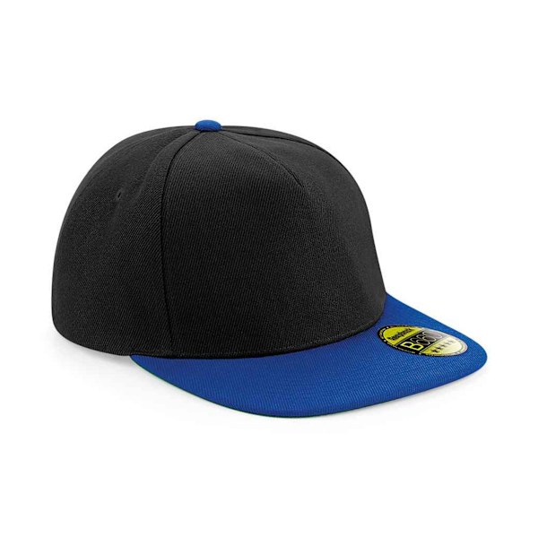 Beechfield Original Flat Peak Snapback Cap One Size Svart/Ljus Kunglig Blå Black/Bright Royal Blue One Size