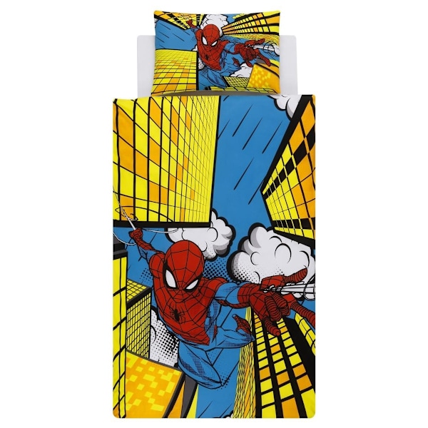 Spider-Man vändbar påslakanset enkel blå/gul/vit Blue/Yellow/White Single