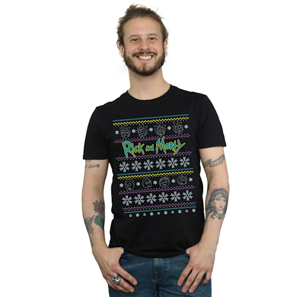 Rick And Morty Herr Jul Ansikten T-Shirt S Svart Black S