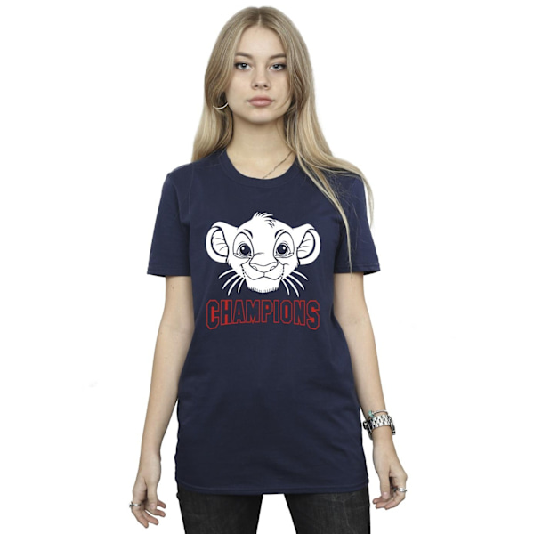 Disney Dam/Kvinnor Lejonkungen Simba Ansikte Champion Bomull B Navy Blue XL