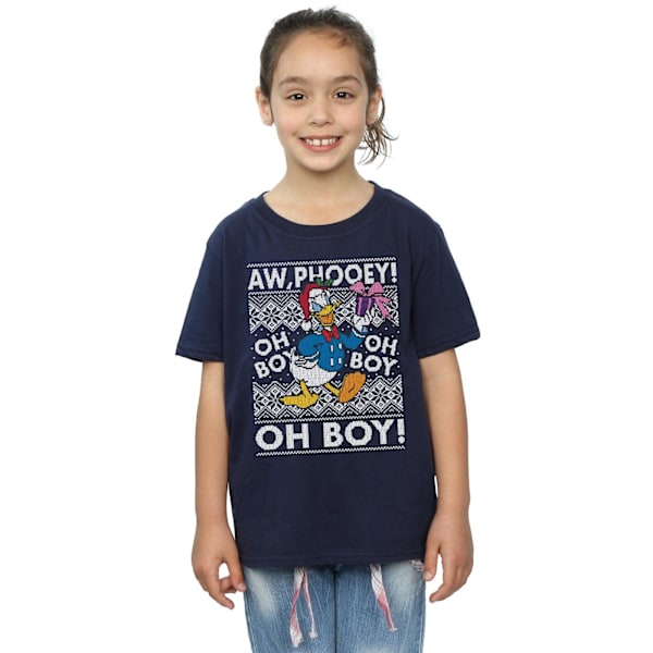 Disney Girls Donald Duck Jul Fair Isle Bomull T-shirt 5-6 Navy Blue 5-6 Years