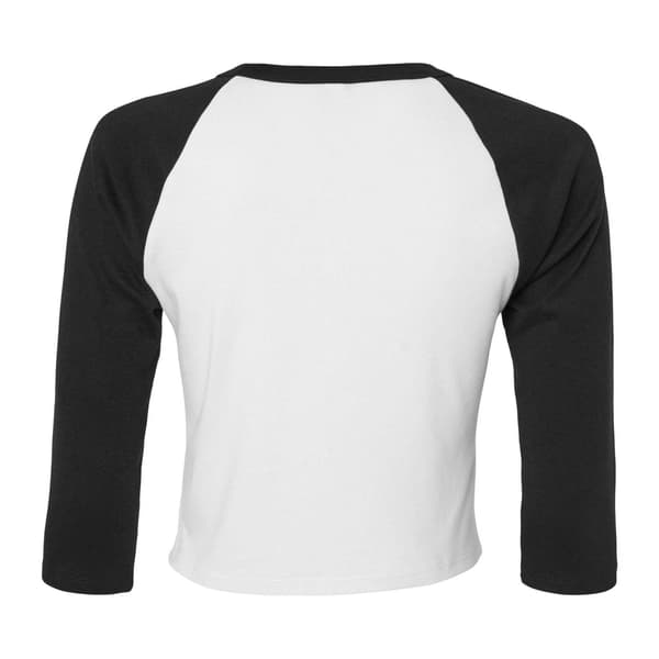 Bella + Canvas Dam/Dam Micro-Rib Raglan 3/4 Ärm T-shirt White/Black S