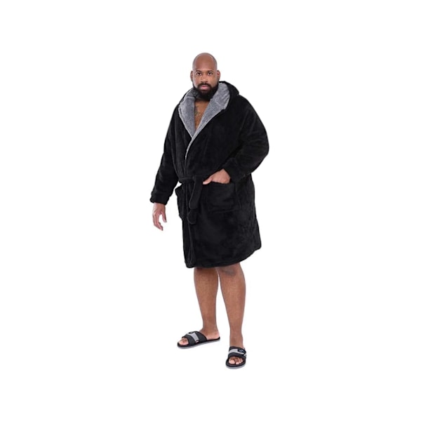 Duke Herrarnas D555 Newquay Huvad Kingsize Morgonrock 4XL Svart Black 4XL
