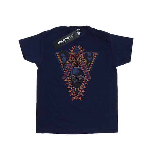 Marvel Herr Svart Panter Tribal Heads T-Shirt XXL Marinblå Navy Blue XXL