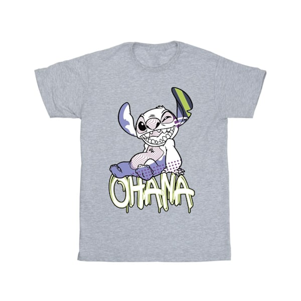 Disney Girls Lilo And Stitch Ohana Graffiti Bomull T-shirt 9-11 Sports Grey 9-11 Years