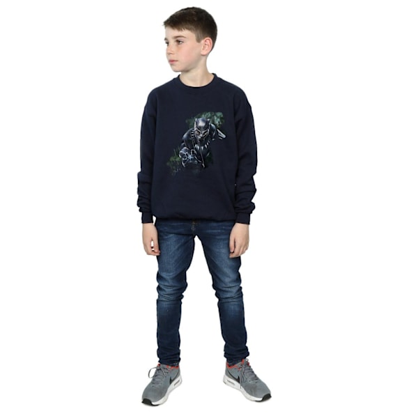 Black Panther Boys Wild Silhouette Bomullströja 12-13 År Navy Blue 12-13 Years