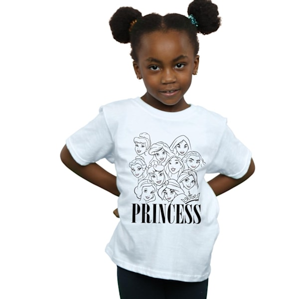 Disney Girls Princess Multi Faces Bomull T-shirt 5-6 år Vit White 5-6 Years