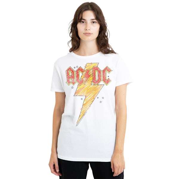 AC/DC Unisex Vuxen Sketch Bolt T-Shirt XL Vit White XL