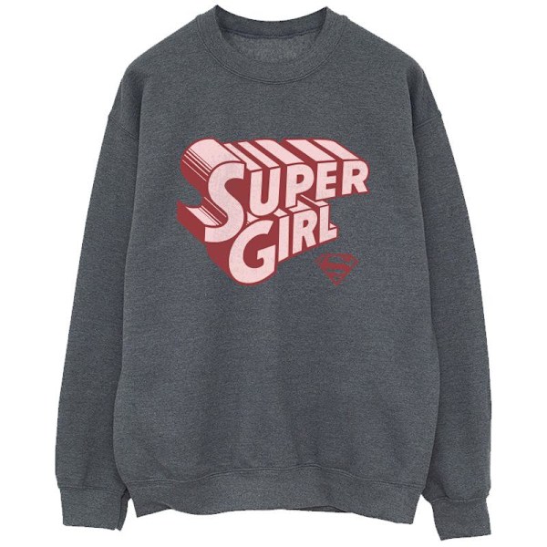 DC Comics Girls Supergirl Retro Logo Sweatshirt 3-4 år Mörk Dark Heather Grey 3-4 Years