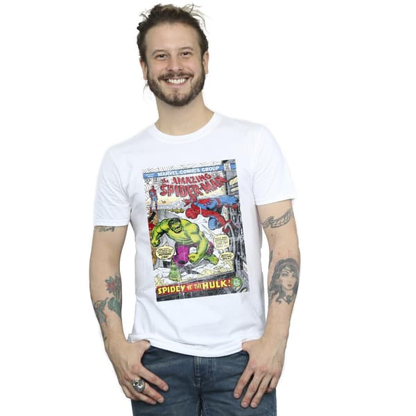 Marvel Herr Spider-Man VS Hulk Omslag T-Shirt 5XL Vit White 5XL