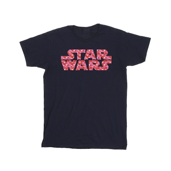 Star Wars T-shirt med hjärta och logotyp för flickor, 5-6 år, marinblå Navy Blue 5-6 Years