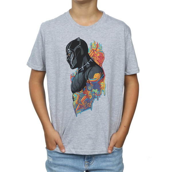 Marvel Boys Black Panther Profil T-shirt 12-13 år Sports Grå Sports Grey 12-13 Years