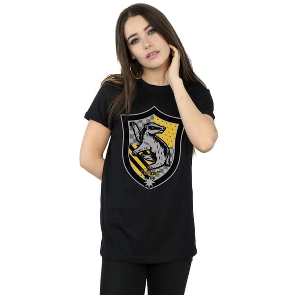Harry Potter Dam Hufflepuff Crest Flat Cotton Boyfrie Black M