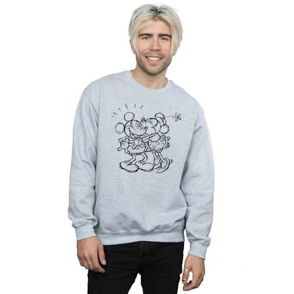 Disney Herr Mickey Och Minnie Mus Kyss Skiss Sweatshirt M Sp Sports Grey M