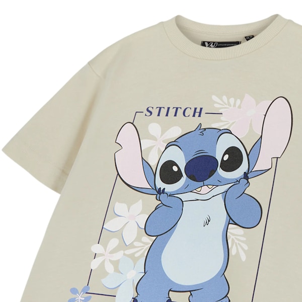 Lilo & Stitch Flickor Stitch Kortärmad T-shirt 9-10 År Havregryn Oatmeal 9-10 Years