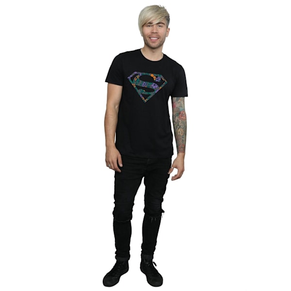 DC Comics Herr Superman Floral Logo 1 T-shirt L Svart Black L