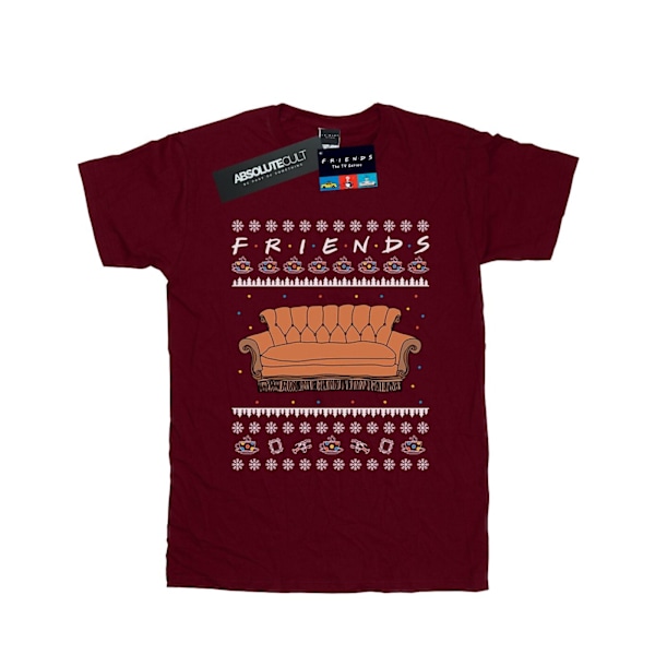 Friends Dam/Damer Fair Isle Couch Bomull Boyfriend T-shirt Burgundy L