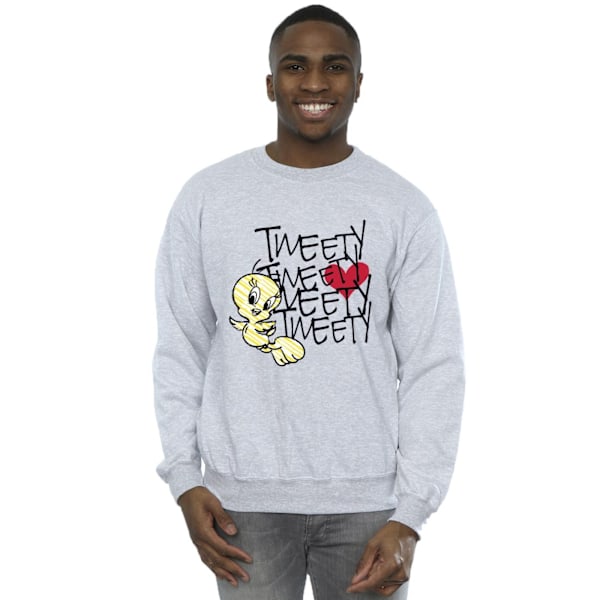 Looney Tunes Tweety Love Heart Sweatshirt XL Sports Grey för män Sports Grey XL