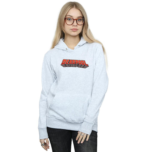 Marvel Dam/Kvinnor Deadpool Text Logo Hoodie XXL Heather Grey Heather Grey XXL