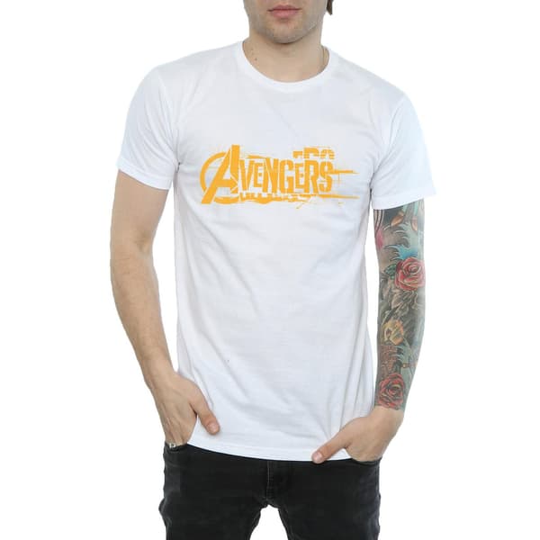 Marvel Herr Avengers Infinity War Orange Logotyp T-Shirt XL Vit White XL