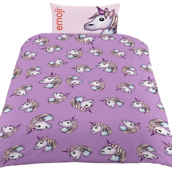 Emoji Unicorn Täcke Set Dubbel Lila Purple Double