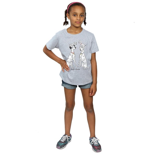 101 Dalmatiner Flickor Pongo Och Perdita T-Shirt 5-6 År Sport Sports Grey 5-6 Years