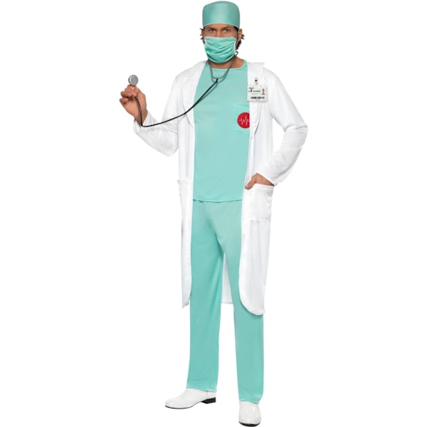 Smiffys Herr Doktor Kostymset M Grön/Vit Green/White M
