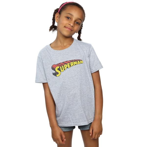 DC Comics Girls Superman Telescopic Crackle Logo Bomull T-shirt Sports Grey 9-11 Years