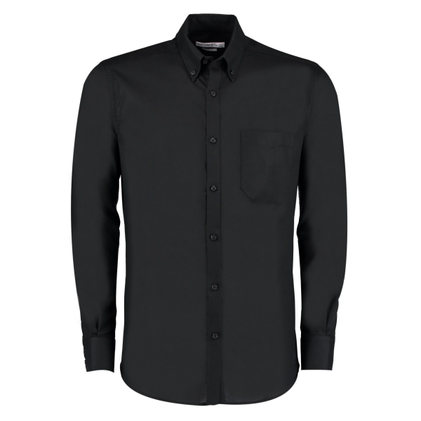 Kustom Kit Herr Oxford Slim Långärmad Skjorta 14in Svart Black 14in