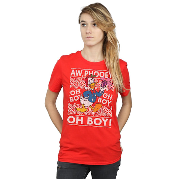 Disney Dam/Damer Donald Duck Jul Fair Isle Bomull Pojkvän Red L