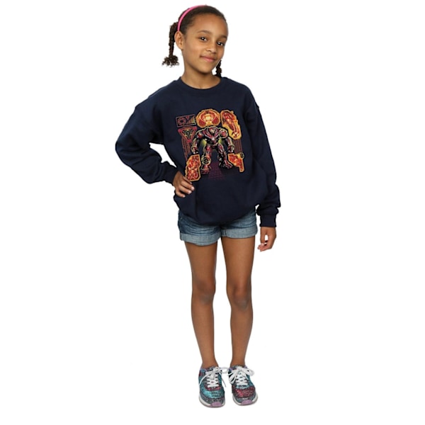 Marvel Girls Avengers Infinity War Hulkbuster Blueprint Sweatshirt Navy Blue 9-11 Years