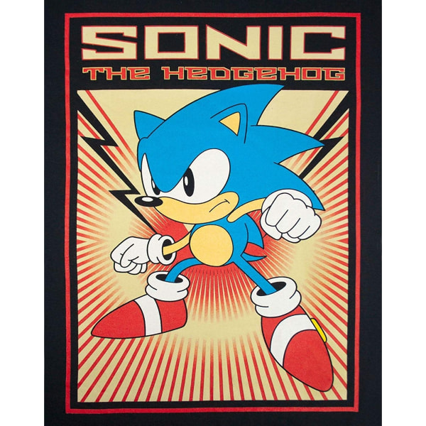 Sonic The Hedgehog Mens Propaganda Poster T-Shirt XXL Svart Black XXL