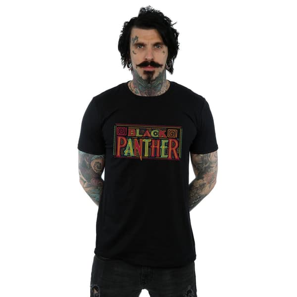 Marvel Herr Svart Panter Tribal Logotyp T-Shirt L Svart Black L