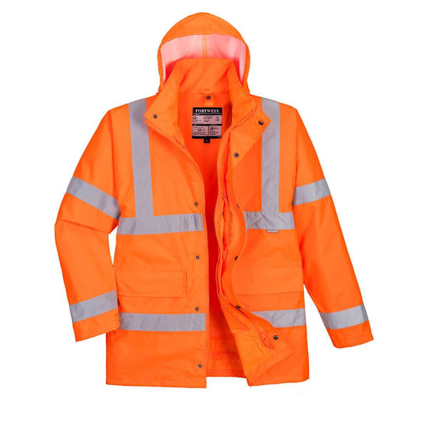 Portwest Hi-Vis 4-i-1 Säkerhetstrafikjacka för män 4XL Orange Orange 4XL